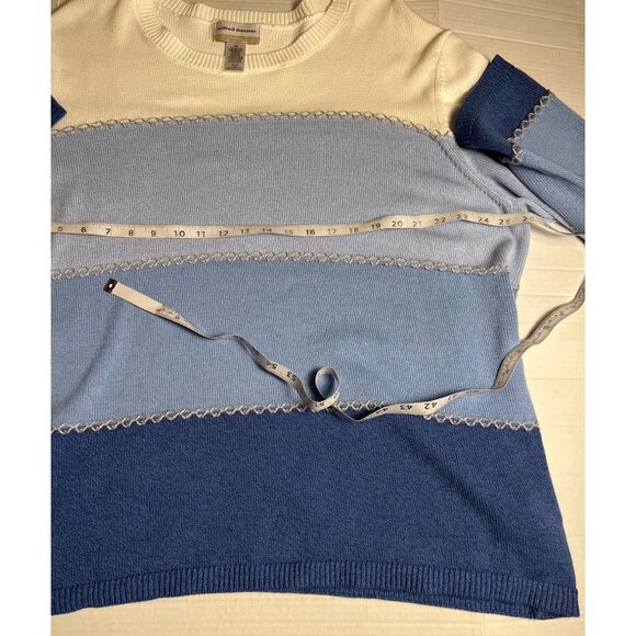 NWT-Alfred Dunner Womens 3/4 Sleeve Colorblock  blue Sweater 3X Cotton Blend - Picture 10 of 11